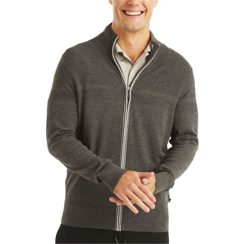 Nautica Mens Mock-Neck Full-Zip Knit Sweater, NWT